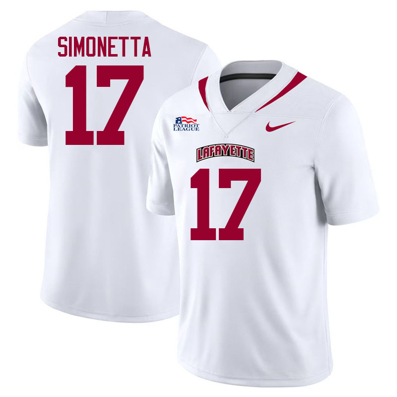 Lafayette Leopards #17 Jack Simonetta College Football Jerseys,Uniforms-White